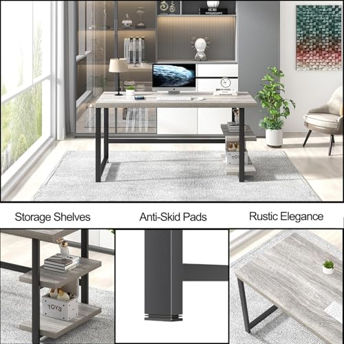 Computer Desk, Modern Home Office Desk with Shelves, view 7