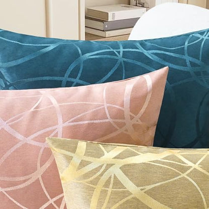 Throw Pillow Covers Pack of 2 Modern Shining & Dull Contrast Circles Rings Accent Geometric Cushion Cases Shells for Couch Sofa Home Decor 12 X 20 Inches Dusty Pink