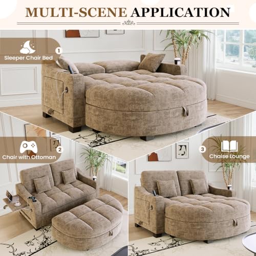 60” Loveseat Chaise Lounge Chair with Ottoman, view 7