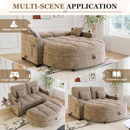 60” Loveseat Chaise Lounge Chair with Ottoman, view 7