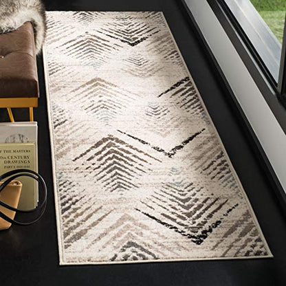 SAFAVIEH Amsterdam Collection Runner Rug - 2'3" x 8', Cream & Beige, Modern Design, Non-Shedding & Easy Care, Ideal for High Traffic Areas in Living Room, Bedroom (AMS110A)