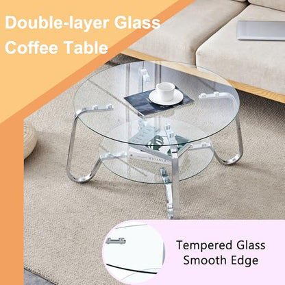 31.5" Round Glass Coffee Table, view 5