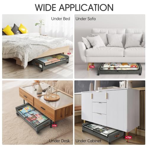 Under Bed Storage with Wheels, 2 Pack Under Bed Storage Containers, view 7