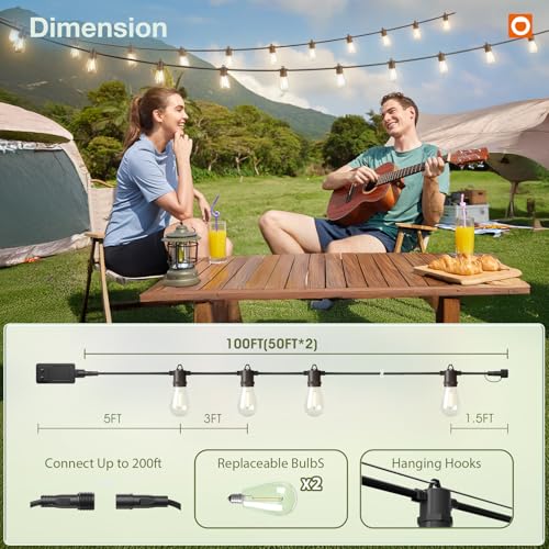 100FT LED Outdoor String Lights, view 6