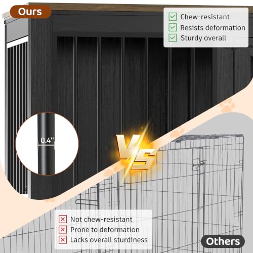 94.8" Dog Crate Furniture for 2 Dogs with Divider, Black, view 7