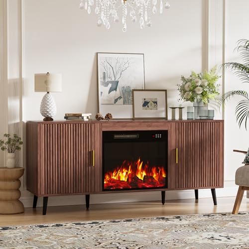 Waleaf 58" Fluted Fireplace TV Stand, view 8