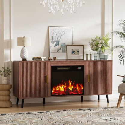 Waleaf 58" Fluted Fireplace TV Stand, view 8