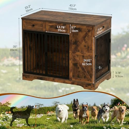 Large Dog Crate Furniture with Storage, view 3