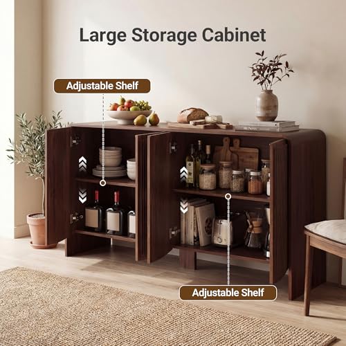Fluted Sideboard Buffet Cabinet with Storage, view 5