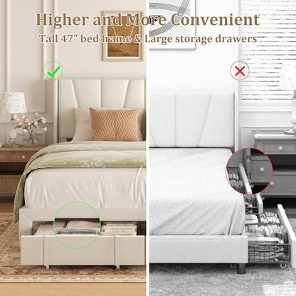 King Bed Frame with Storage Drawers, view 7