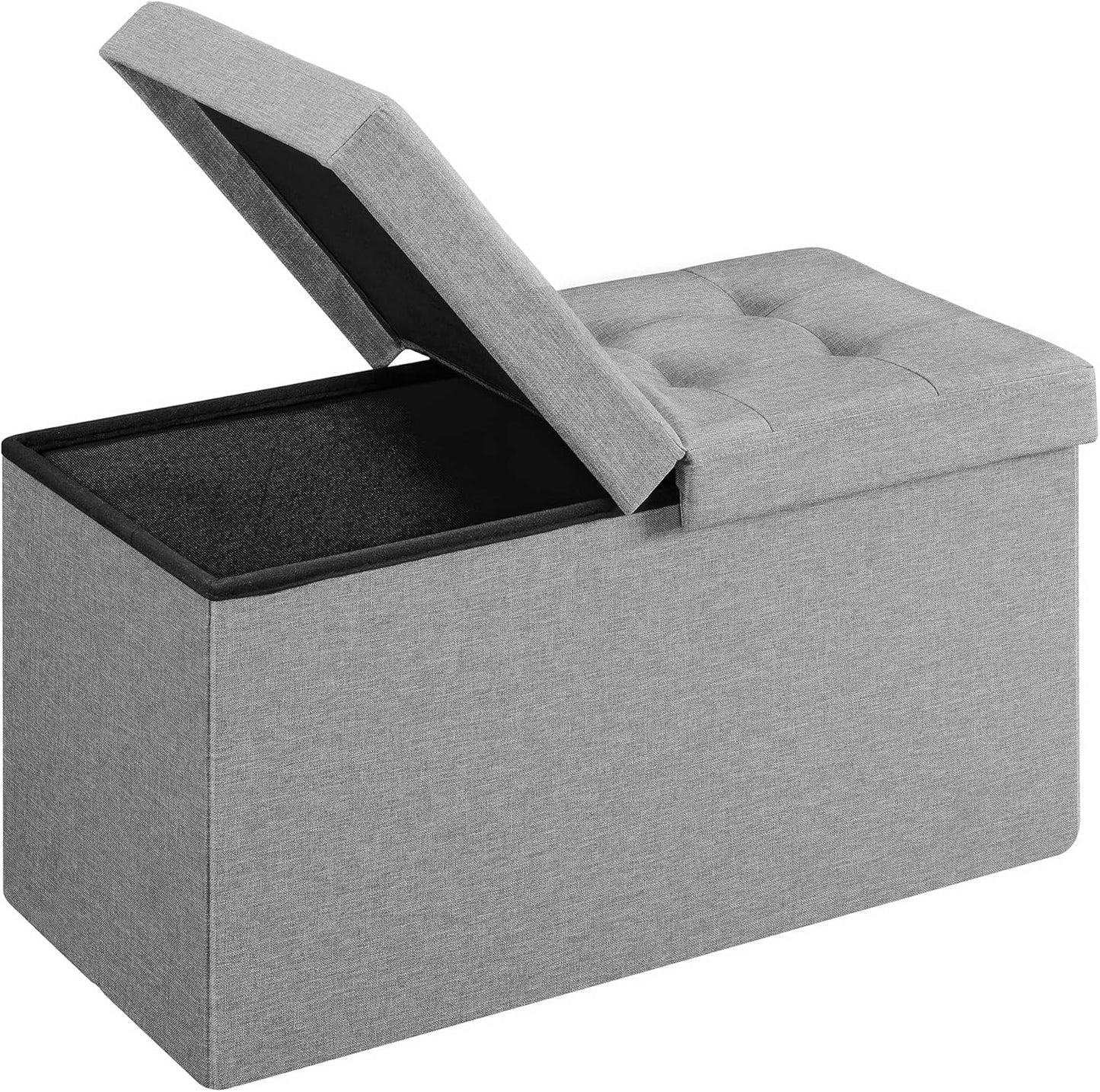 Mazie Collection - 43 Inches Storage Ottoman, Foldable Storage Bench with Flipping Lid, 660 Lb Load Capacity, for Entryway, Living Room, Bedroom, Midnight Blue ULSF076Q02