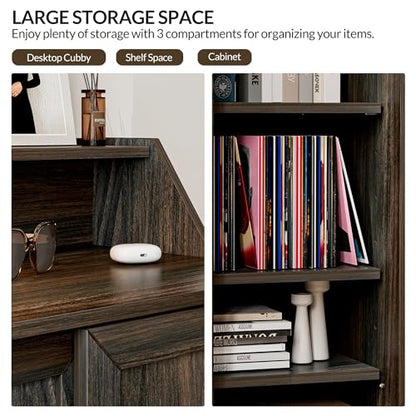 Storage Cabinet, Buffet Sideboard with Sliding Doors and Adjustable Shelf, Shoe Rack for Entryway, Sideboard Cabinet Accent Cabinet for Living Room and Bathroom - Dana(Brown)