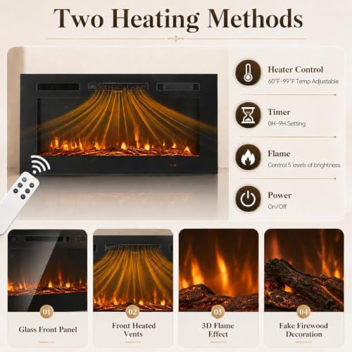 Luxury Fluted TV Stand with Fireplace, 70 inch, Wanlut, view 5