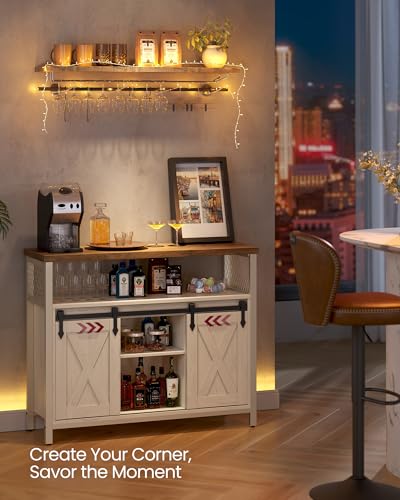 Buffet Cabinet, Coffee Bar with 2 Sliding Barn Doors, view 6