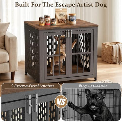 Heavy Duty Dog Crate Furniture 26 inch for Small Dogs, Aged Black, view 5