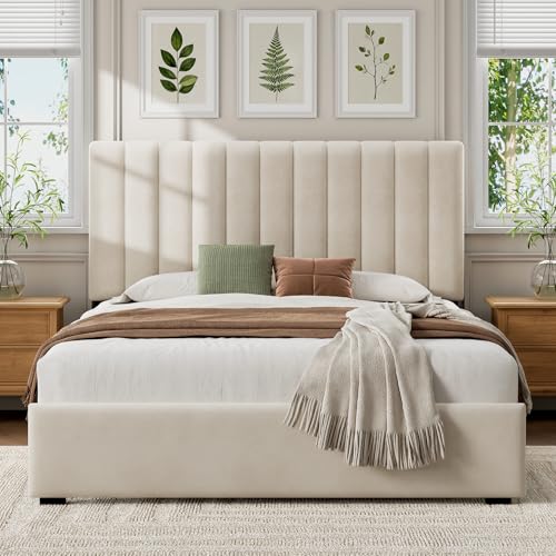 Queen Upholstered Bed Frame with Headboard, view 3