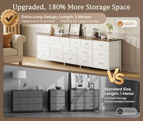 77.6" Long Dresser for Bedroom, 16 Drawer Fabric Dresser for Closet, view 5