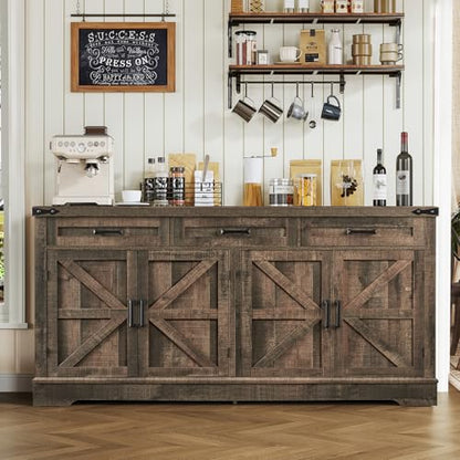 Buffet Cabinet, 61” Large Sideboard Buffet Storage Cabinet with 3 Drawers, view 2
