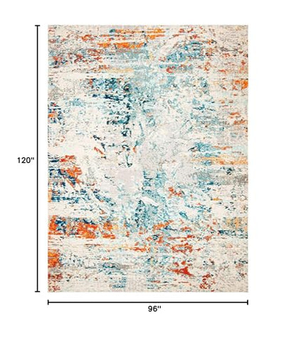 SAFAVIEH Area Rug 8x10 - Madison Collection - Large - Cream & Orange, Modern Abstract Design, Non-Shedding & Easy Cleaning, Ideal for Living Room, Bedroom, Office, Dining Space (MAD478B)