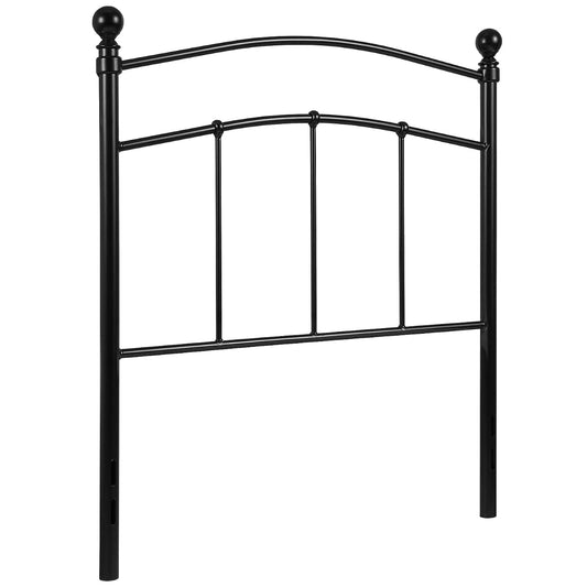 Woodstock Decorative Black Metal Twin Size Open Slat Headboard with Round Posts