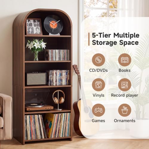 63'' Tall Record Player Stand, 5 Tier Large Record Player Storage Cabinet, view 4