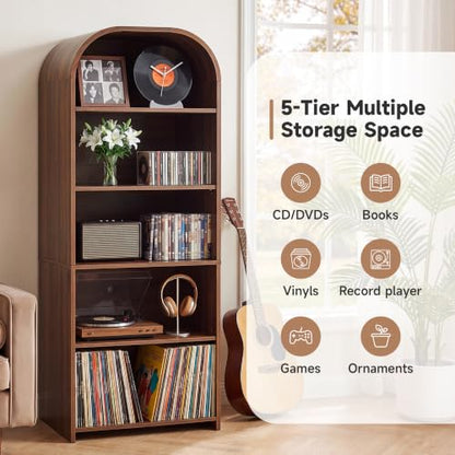 63'' Tall Record Player Stand, 5 Tier Large Record Player Storage Cabinet, view 4