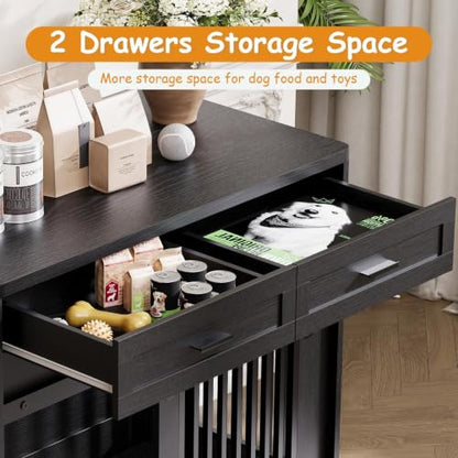 44.5in Dog Crate Furniture,Heavy Duty Dog Kennel with 2 Storage Drawers, view 5