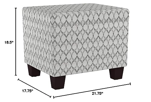 Madison Storage Ottoman 21.75" - Modern Upholstered Footstool & Seat with Hinged Lid for Transitional Living Room, Bedroom, Hallway, & Entryway, Ribbon Pattern Fabric