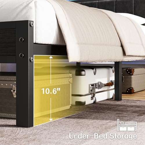 Modern Bed Frame with Lights and Charging Station, view 7