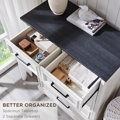 6 Drawer Dresser, Tall Farmhouse Chest for Bedroom, Off White, view 4