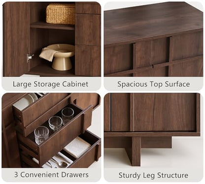 47.2" Buffet Cabinet with Storage, Skeleton Line Design, Walnut, view 5
