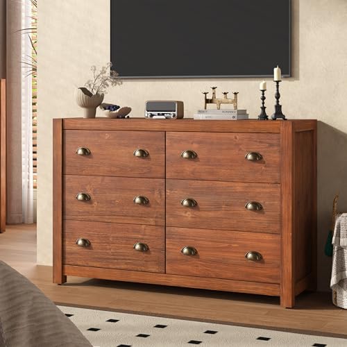Vintage 6 Drawer Dresser, Solid Wood Frame Construction, view 5
