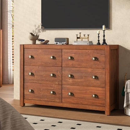 Vintage 6 Drawer Dresser, Solid Wood Frame Construction, view 5
