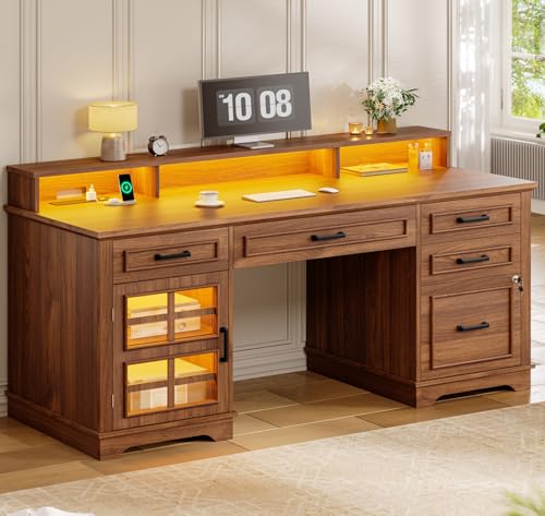 60'' Farmhouse Executive Desk with Drawers, view 2