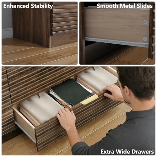 63'' Wide Fluted 9 Drawers Dresser with 3 Cubbies, view 8