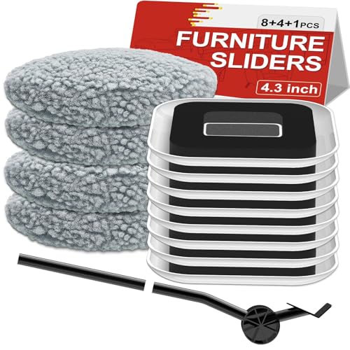 New Upgrade Furniture Sliders, Multi-Surface 3-in-1 Furniture Movers Sliders, Heavy Moving Pads with 8PCS 4.3" Carpet Sliders+4PCS Hard Floor Socks+1 Lifter, Protect Floor and Easily Move Furniture