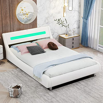 Full Size Bed Frame for Bedroom Full Size Low Profile Upholstered Platform Bed, view 4