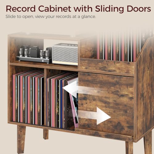 Record Player Stand, Large Turntable Stand Holds up to 250 Albums, view 4