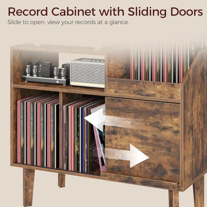 Record Player Stand, Large Turntable Stand Holds up to 250 Albums, view 4