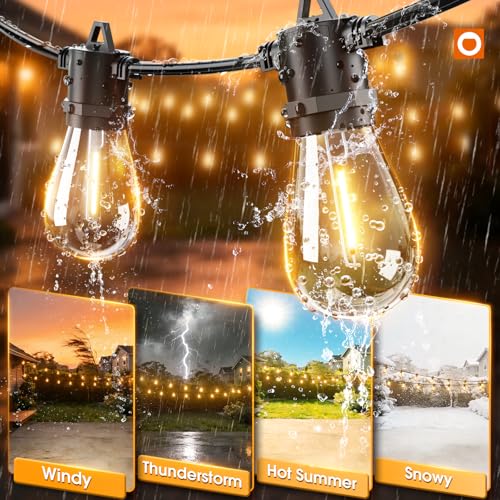 50FT LED Outdoor String Lights with Edison Shatterproof Bulbs, view 5