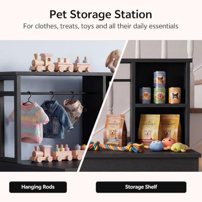 Dog Crate Furniture, Wooden Dog Kennel for Small Breed, Black, view 6