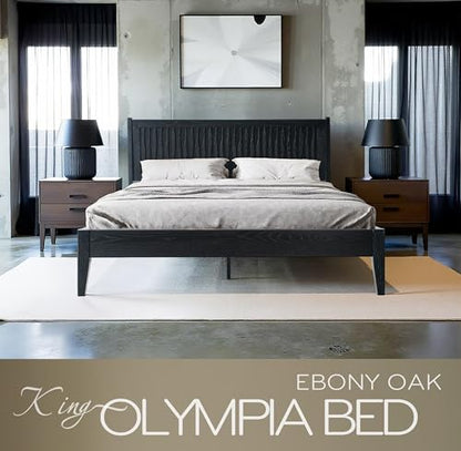 King Size Platform Bed Frame, Solid Wood Bed with Headboard & Footboard, view 5