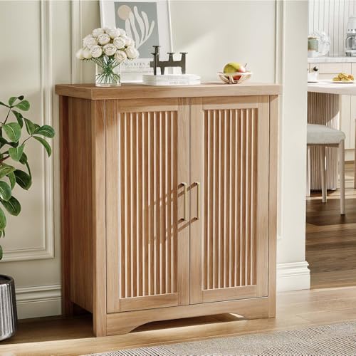 29" Fluted Sideboard Buffet Cabinet with Storage,Natural Oak, view 2