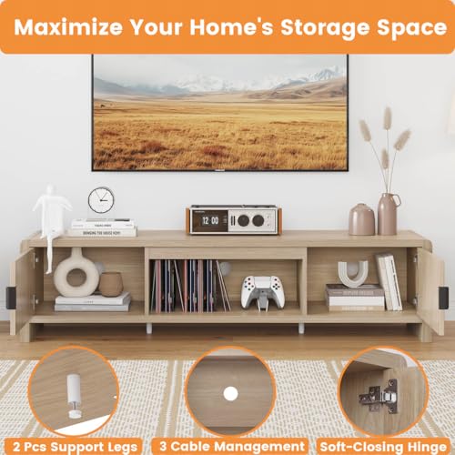 TV Stand for TVs up to 75/65/55 Inch, Wood Entertainment Center with Storage, view 6