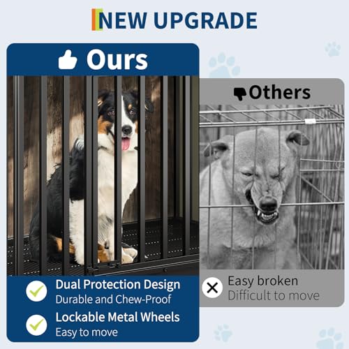 Heavy Duty Dog Crate Furniture with Wheels, view 6