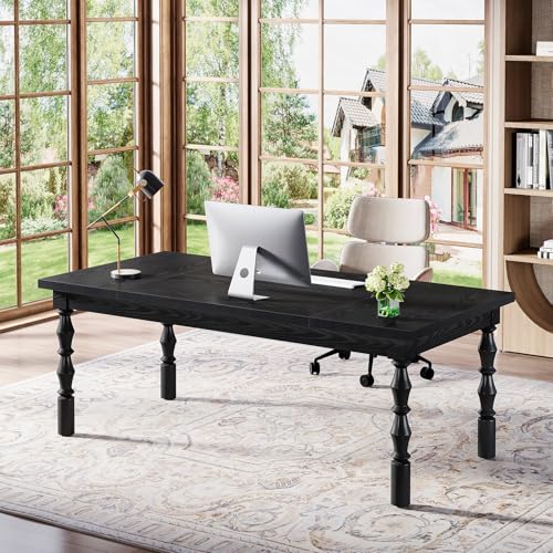 Tribesigns Large Black Executive Office Desk, 62.2" Farmhouse Computer Desk, view 5