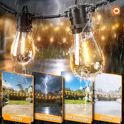 54FT Solar String Lights Outdoor Waterproof with USB Charging & Remote Control, view 6