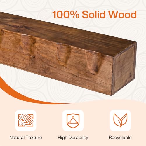 63" Solid Wood Floating TV Stand for TVs Up to 75", Rustic Brown, view 8