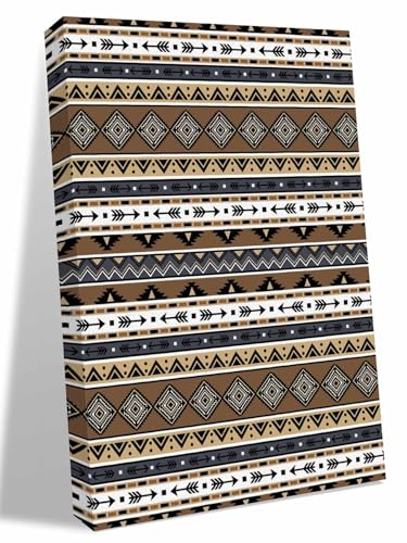 NuYeBiofx Boho Tribal Stripes Canvas Wall Art Prints,40"x28" Framed Picture Artwork Ethnic Borders Arrow Motifs Printed Canvas Oil Painting for Living Room Bedroom Office,Ready to Hang