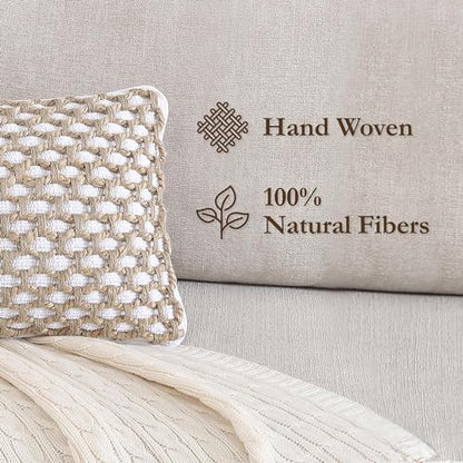 Jada Decorative Throw, Includes Accent, Premium Woven Design, Living Room Décor, (1) 12" x 20" Pillow Cover with Insert, White